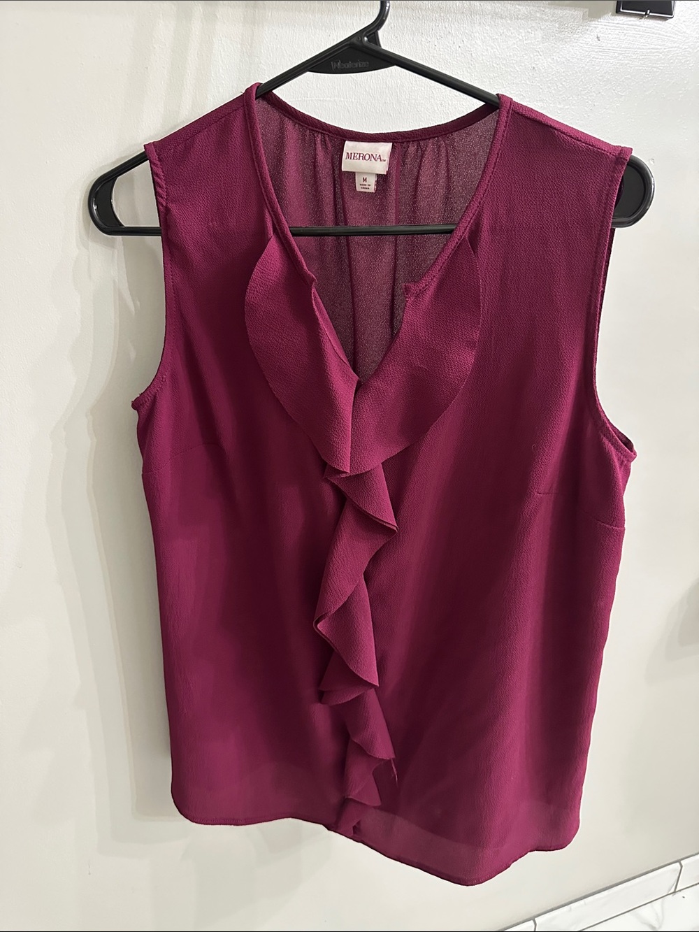 Merona Ruffled V-Neck Sleeveless Top - Berry Plum